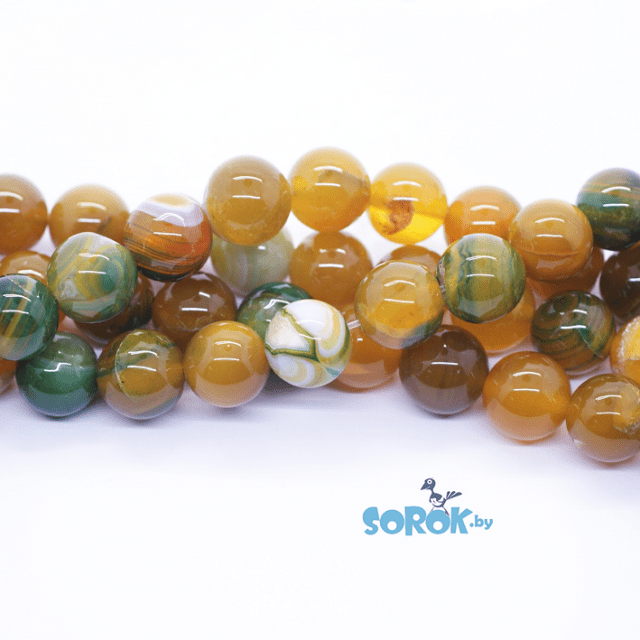 АГАТ полосатик, Yellow-Green (12мм)