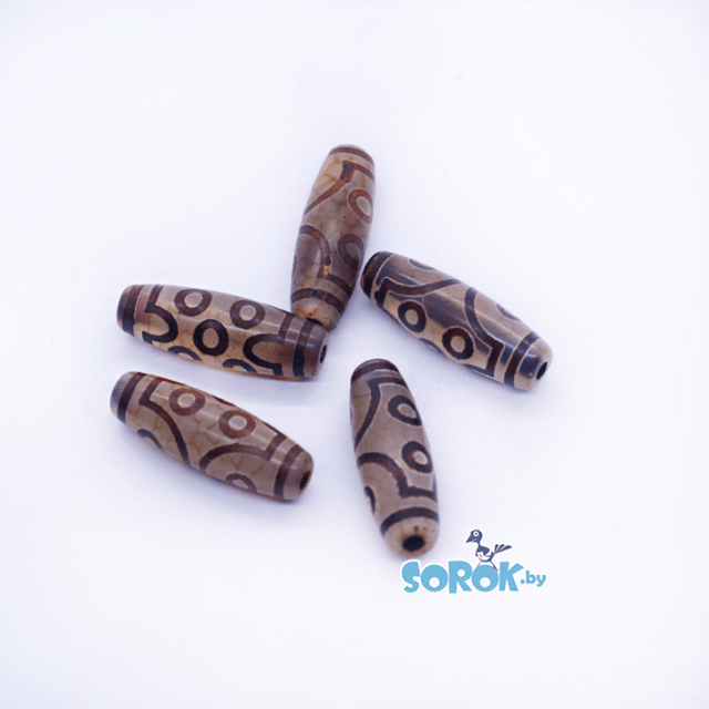 АГАТ бусина Дзи, Brown, 7 глаз (30х10мм)