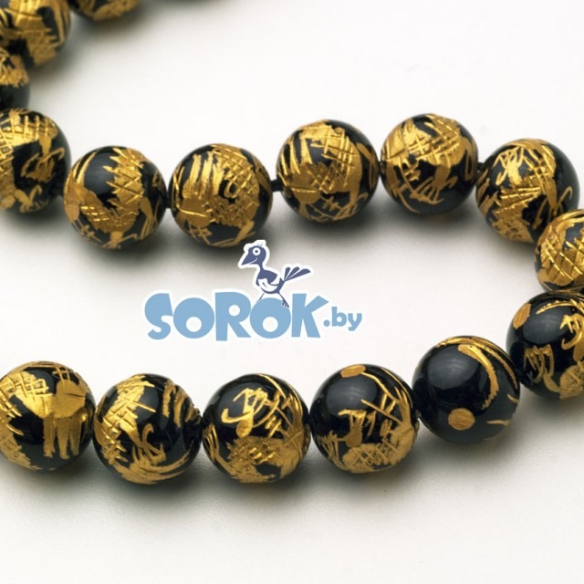 АГАТ Black глянец, гравировка дракона, Gold