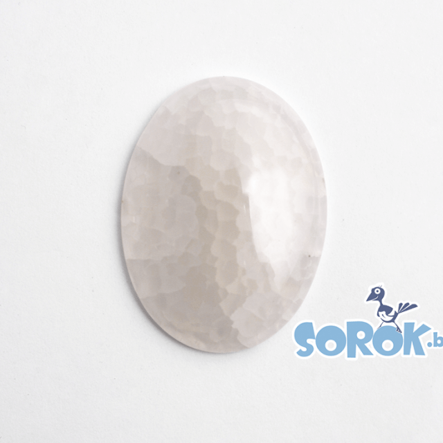 КАБОШОН из агата, вены дракона, белый
