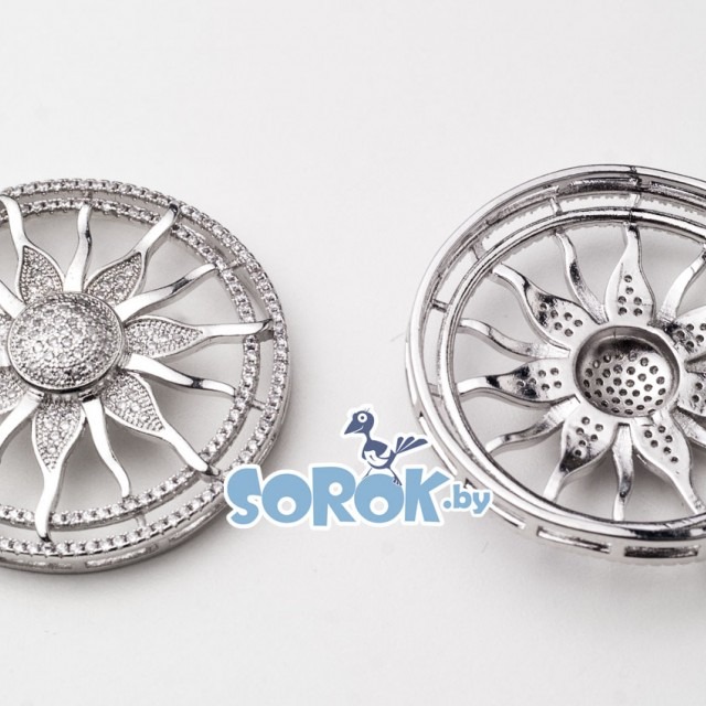 КОННЕКТОР с цирконами, солнце, серебро