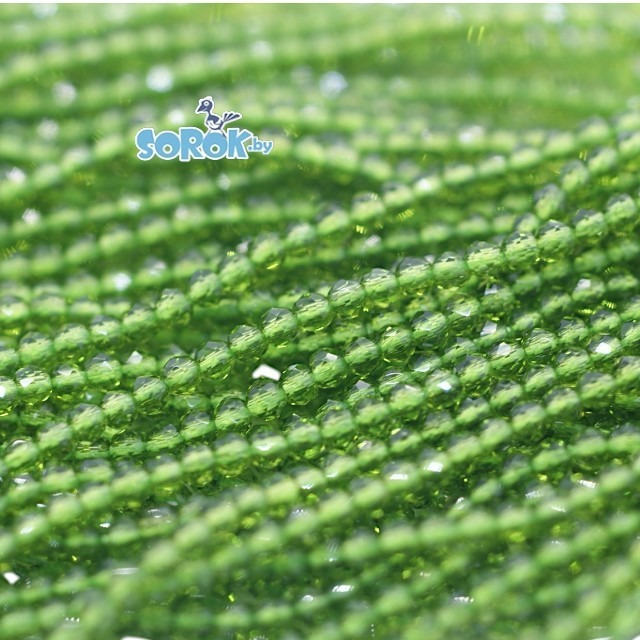 БУСИНЫ из стекла с юв. огр.,Fern Green (2мм) /нить 36см