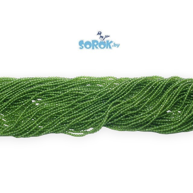 БУСИНЫ из стекла с юв. огр.,Fern Green (2мм) /нить 36см
