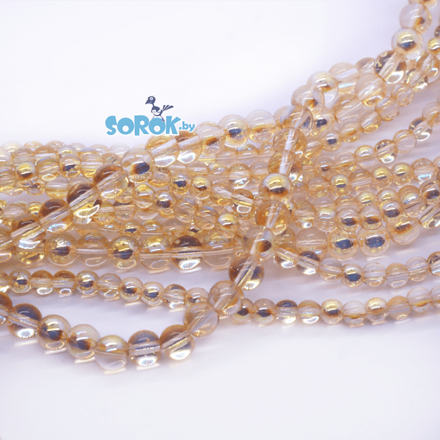 БУСИНА из стекла, Light Topaz Shimer (6мм) и (4мм)