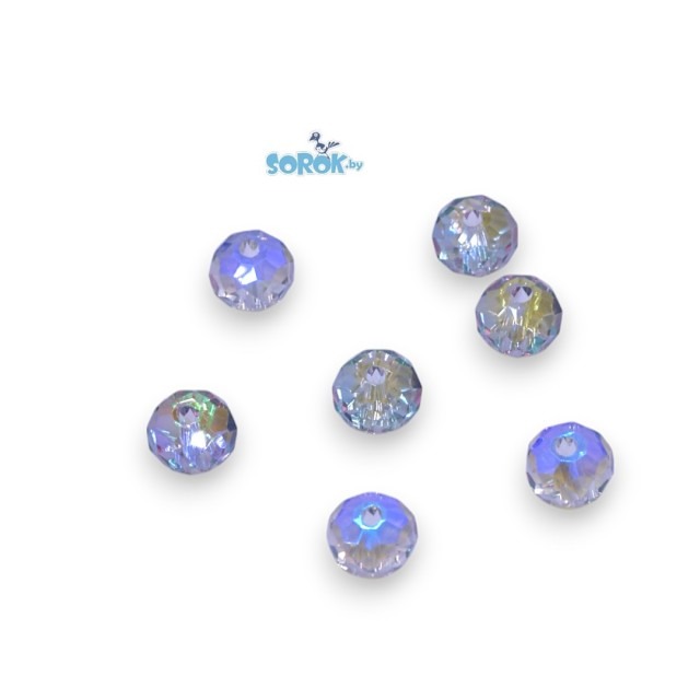 БУСИНА из стекла премиум, рондел с огр., Paradise Shine, 6х4мм