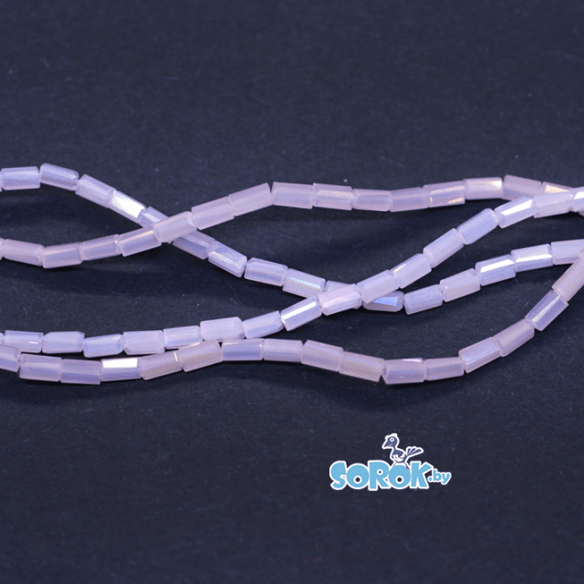 БУСИНА из стекла, брусок, Rose Opal, 5х3мм