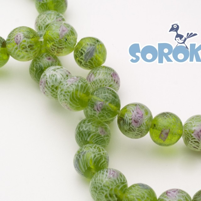 БУСИНА Lampwork роза, GreenBlueMix