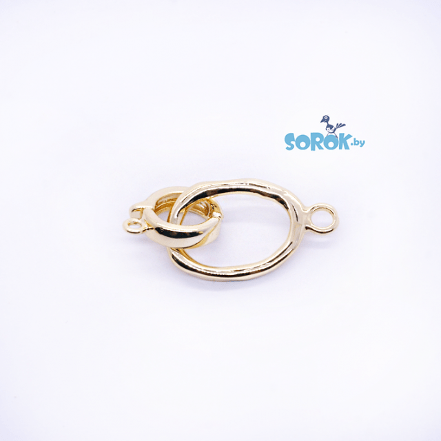 ЗАМОК-ПОДВЕСКА мятый овал, позолота 18К, 25мм и 12мм