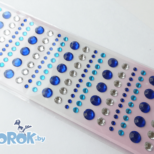 СТРАЗЫ на клеевой основе, Crystal+Cobalt+Aquamarine (набор)