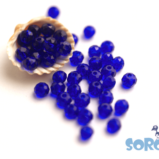 БУСИНА из стекла, рондел с огр., Cobalt /50шт	