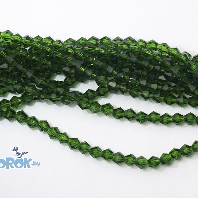 БУСИНА из стекла, биконус, Fern Green