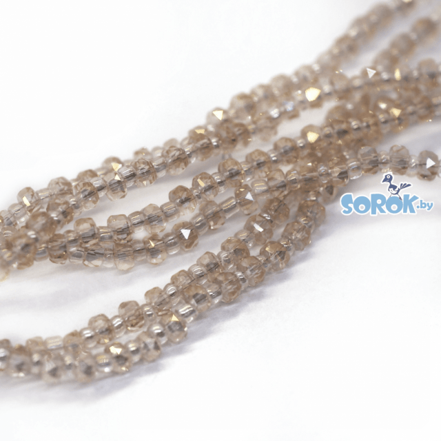 БУСИНА из стекла, бочонок с ювелирной огранкой Silk, 3х4мм