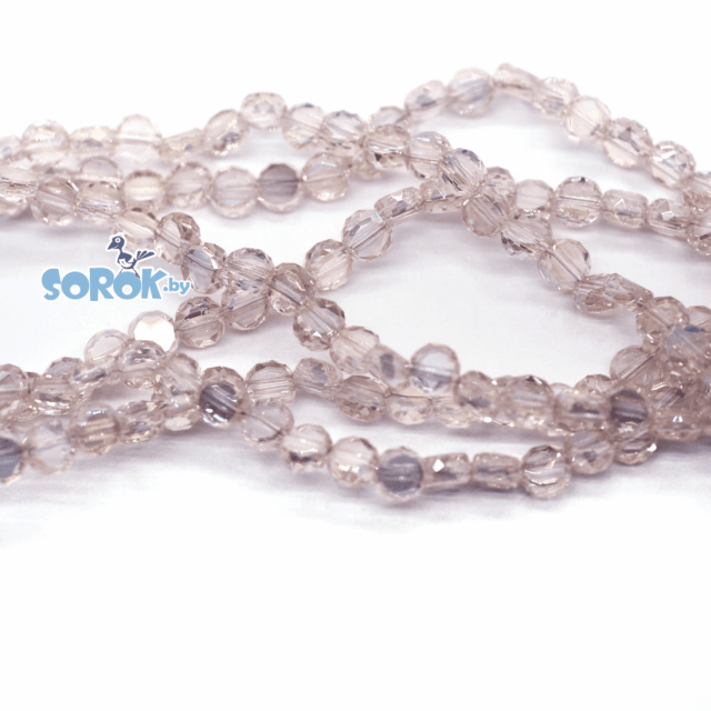 БУСИНА из стекла, диск с огранкой, Light Rose AB, 6х3мм
