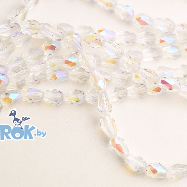 БУСИНА из стекла, капля с огр., Crystal AB