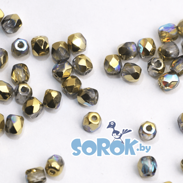 БУСИНА из стекла с огранкой, Crystal Golden Rainbow