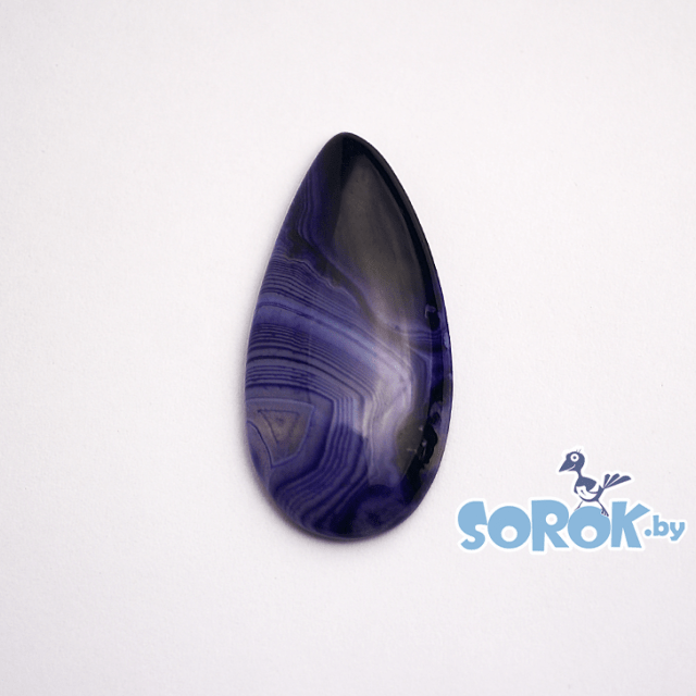 КАБОШОН из агата, капля, фиолетовый