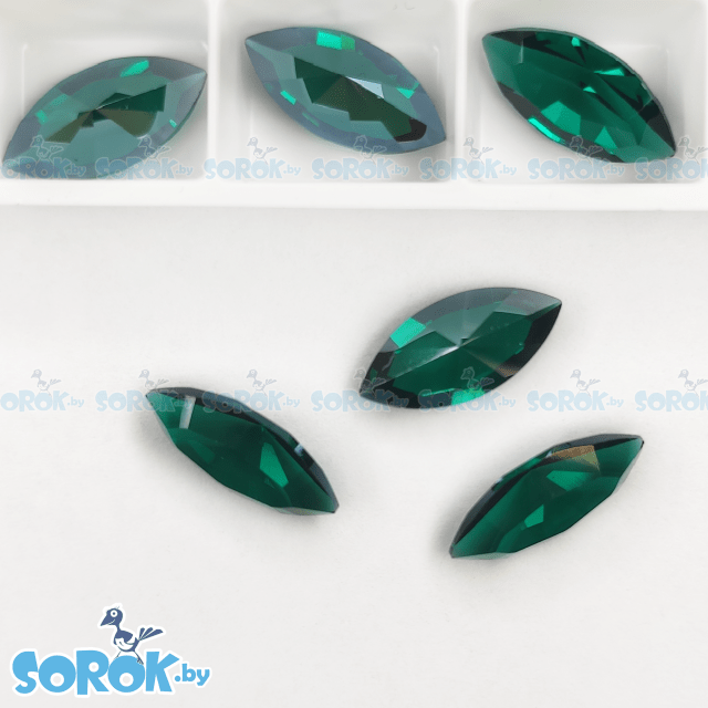 Кристалл в оправу Swarovski 4228, Emerald Ignite, 15*7мм