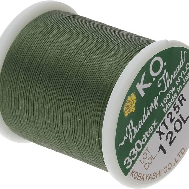 НИТЬ для бисероплетения K.O. Beading Thread nylon, Olive (12OL) /50м