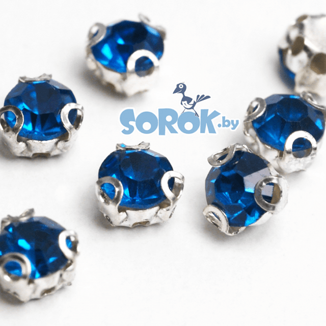 ПРИШИВНЫЕ СТРАЗЫ в цапах,  Blue Zircon, серебро