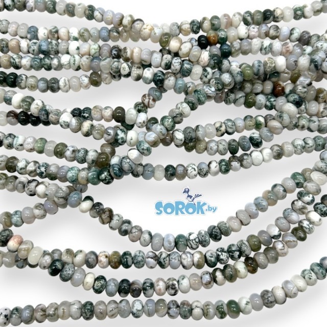 АГАТ моховый, рондел, 6х8мм