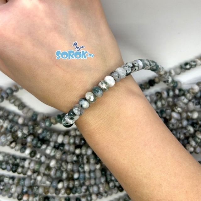 АГАТ моховый, рондел, 6х8мм