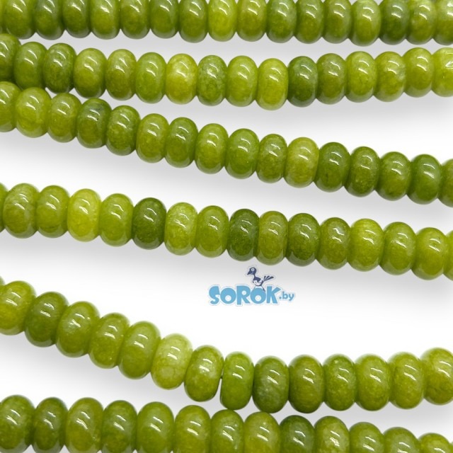 КВАРЦ, кракле, весенняя трава, рондел, 6х10мм