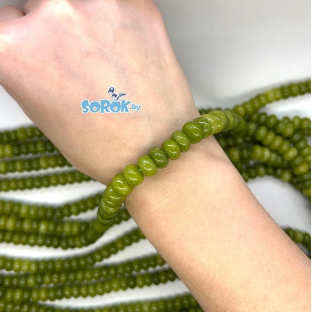 КВАРЦ, кракле, весенняя трава, рондел, 6х10мм