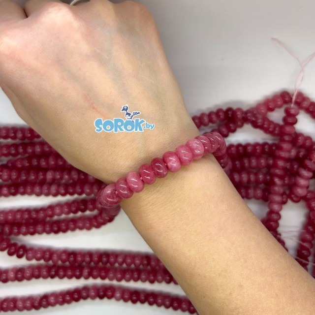 КВАРЦ , кракле, маджента, рондел, 6х10мм