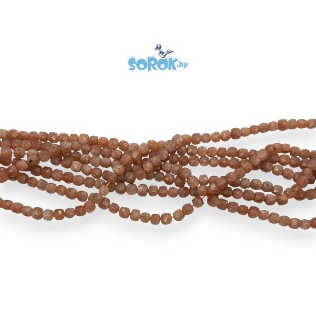 СОЛНЕЧНЫЙ КАМЕНЬ (Аруша) куб с ювелирной огр.,5х5мм