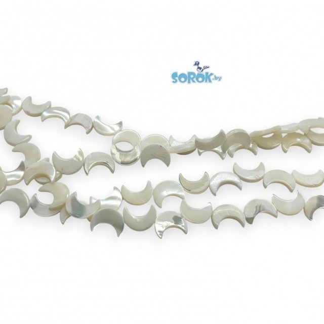 ПЕРЛАМУТР месяц, белый (16х12x3мм)