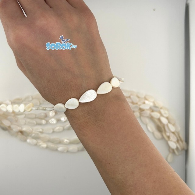 ПЕРЛАМУТР капля, белый, 13-16x9х3мм