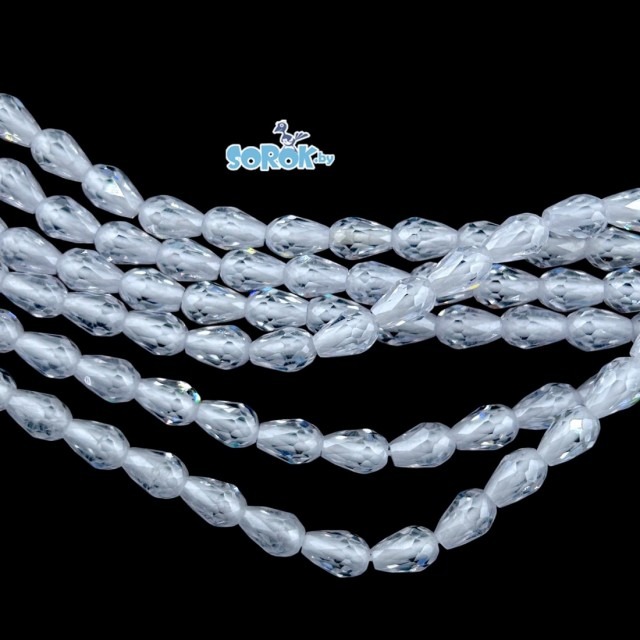 ЦИРКОН с юв.огр, капля, White, 6х4мм