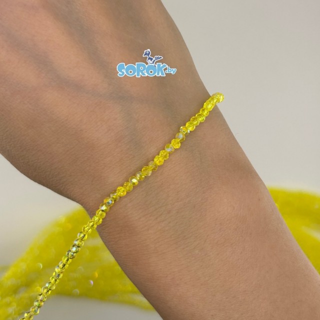 БУСИНА из стекла, рондель с огр., Yellow AB (2,5х3мм) /нить 36см