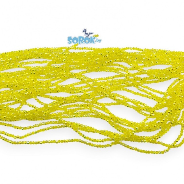 БУСИНА из стекла, рондель с огр., Yellow AB (2,5х3мм) /нить 36см