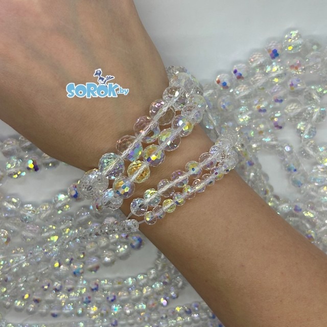 БУСИНА из стекла с огранкой Crystal AB