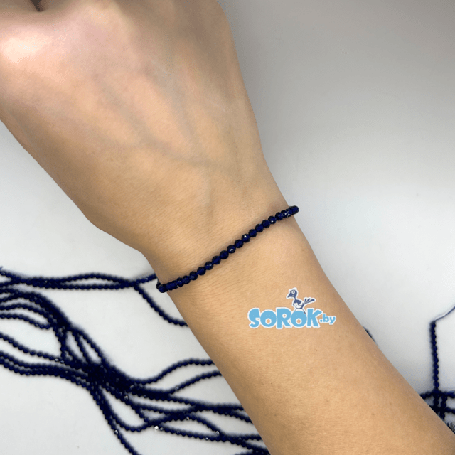 БУСИНА из стекла с юв.огр, Cobalt (3мм) /нить 38см