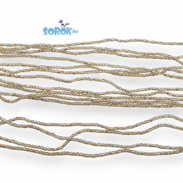 БУСИНА из стекла с юв. огр., Light Topaz Shimmer (2мм)/ нить 36см