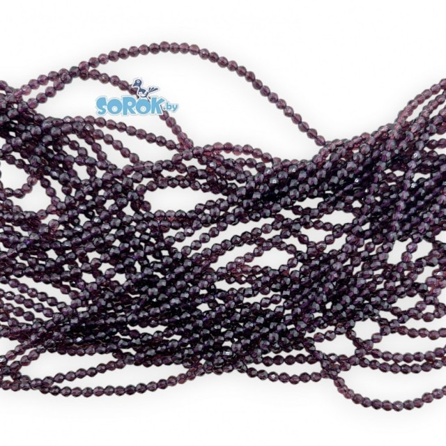 БУСИНЫ из стекла с юв. огр., Amethyst (3мм) /нить 36см