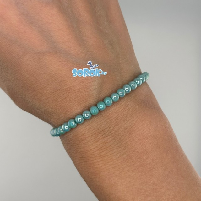 БУСИНА из стекла, Mint Shimmer (4мм)