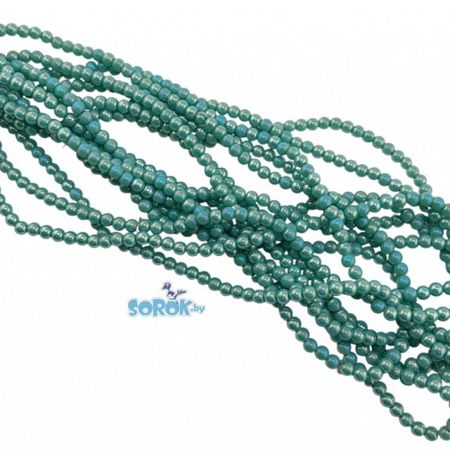 БУСИНА из стекла, Mint Shimmer (4мм)