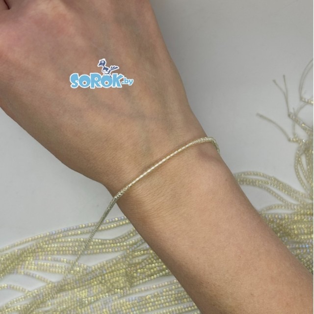 БУСИНА из стекла, Luminouse Green (2,5мм) / НИТЬ 36см