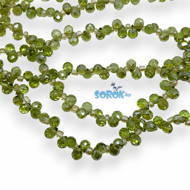 БУСИНА из стекла, капля с огр., Oliva, 5x6мм