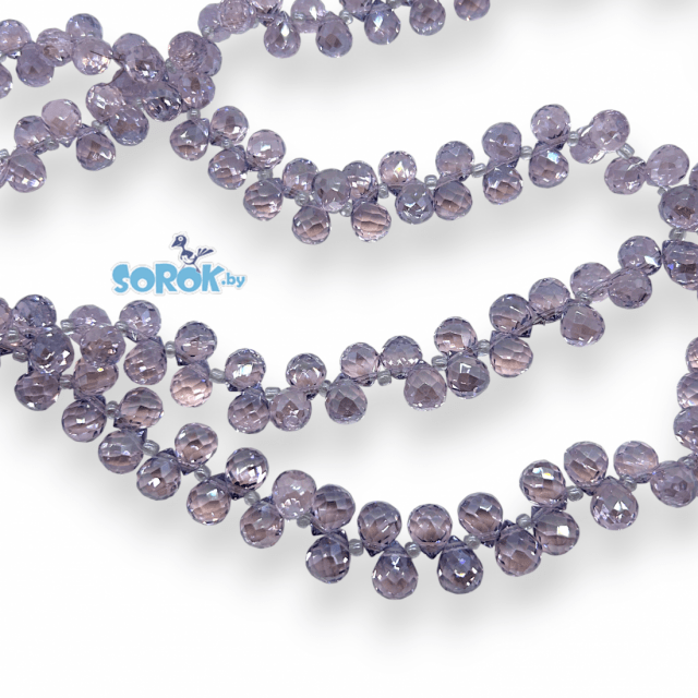 БУСИНА из стекла, капля с огр., Lavander, 8x10мм