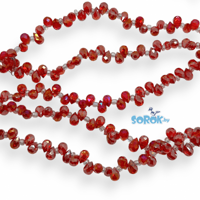 БУСИНА из стекла, капля c огр, Light Siam AB, 5x7мм