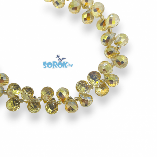 БУСИНА из стекла, капля с огр., Colorado Topaz Shimer, 8х10мм