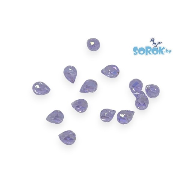 БУСИНА из стекла, капля шарообразная с огр., Lavander, 5x7мм