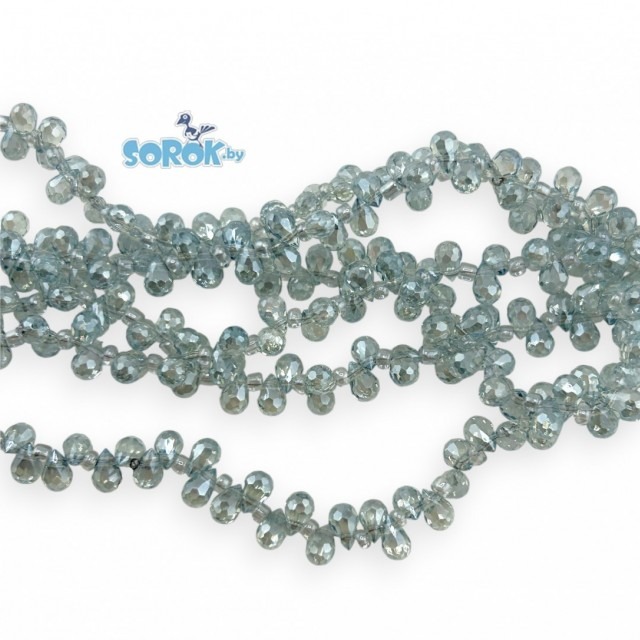 БУСИНА из стекла, капля с огр, Blue Shade,7х4мм