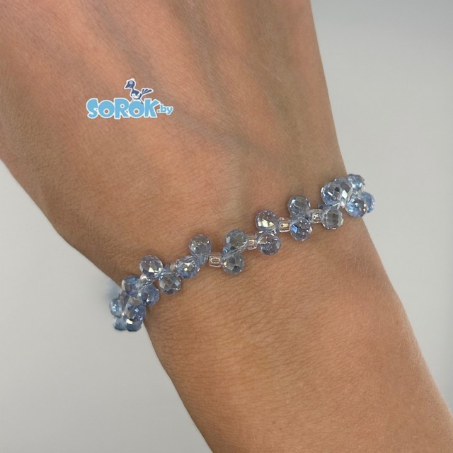 БУСИНА из стекла, капля с огр, Blue Shimer,7х4мм