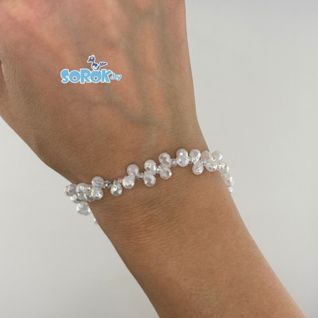	БУСИНА из стекла, капля с огр, White Satin,7х4мм
