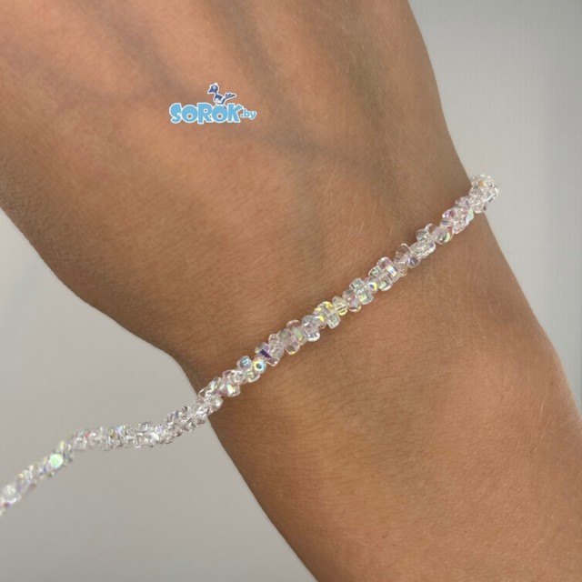 БУСИНА из стекла, Free form, Crystal AB, 2х4мм / НИТЬ